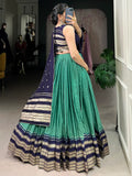 Charming Teal Green Zari Weaving Chanderi Festival Wear Lehenga Choli - Zeel Clothing