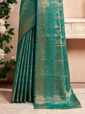 Charming Teal Green Zari Weaving Silk Event Wear Saree With Blouse - Zeel Clothing