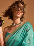 Charming Turquoise Weaving Silk Festival Wear Saree With Blouse - Zeel Clothing