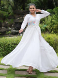 Charming White Gamthi Work Rayon Navratri Wear Gown - Zeel Clothing