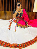 Charming White Mirror Work Cotton Navratri Wear Lehenga Choli - Zeel Clothing