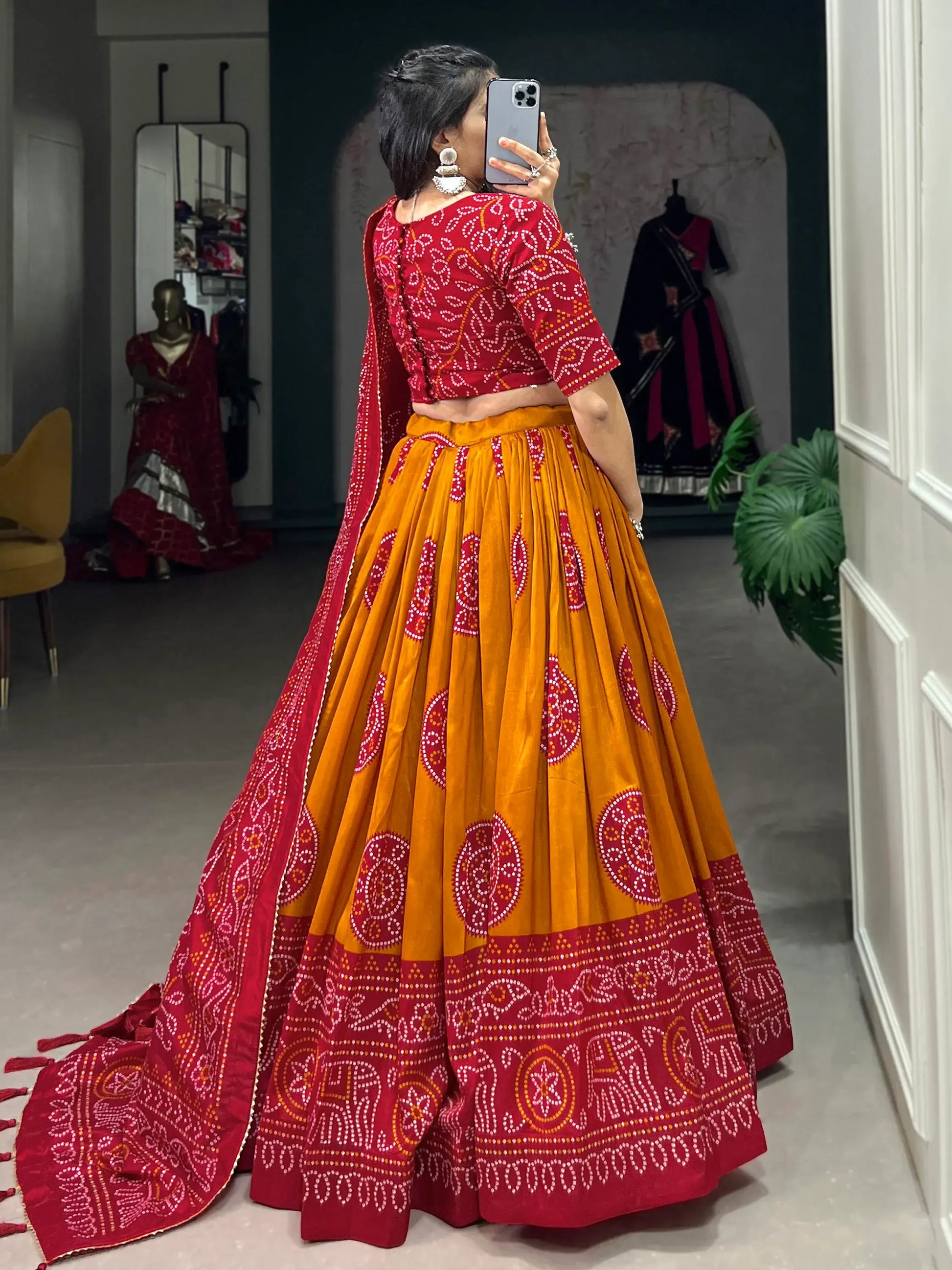 Charming Yellow Bandhani Printed Silk Navratri Wear Lehenga Choli - Zeel Clothing