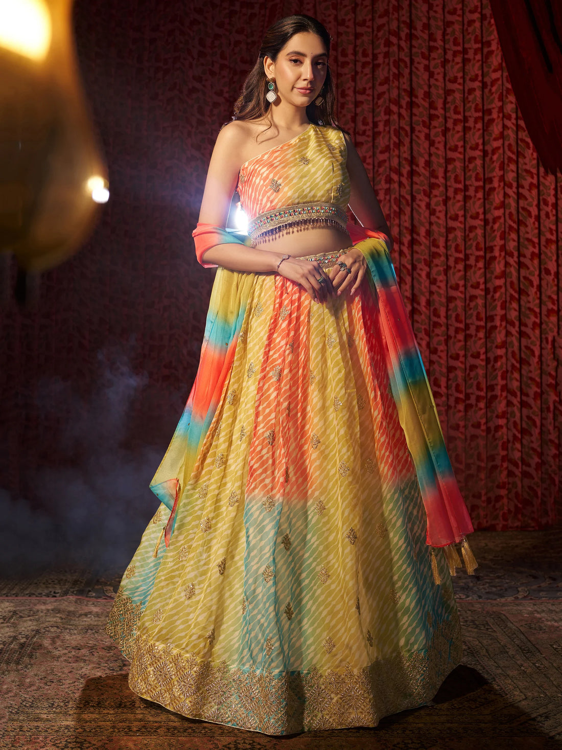 Charming Yellow Printed Organza Haldi Wear Lehenga Choli With Dupatta - Zeel Clothing