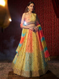 Charming Yellow Printed Organza Haldi Wear Lehenga Choli With Dupatta - Zeel Clothing