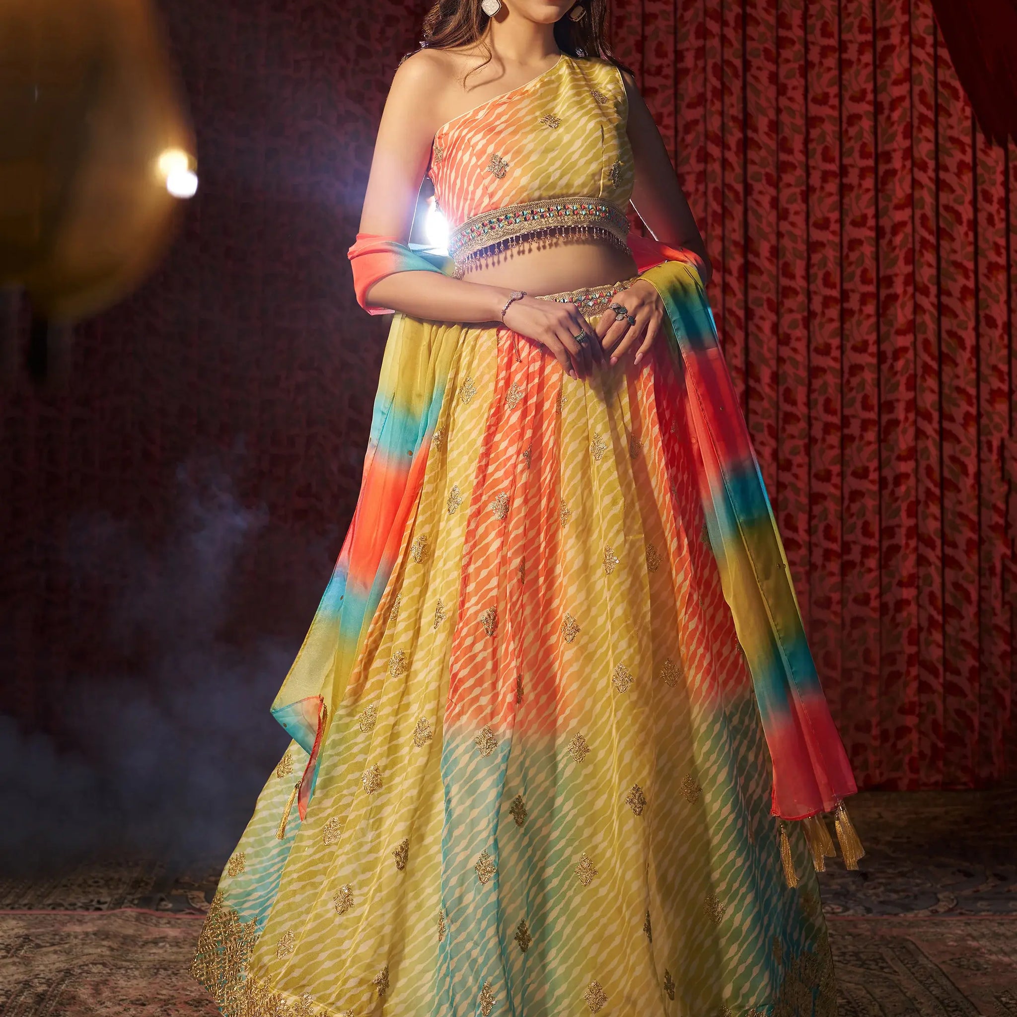 Charming Yellow Printed Organza Haldi Wear Lehenga Choli With Dupatta - Zeel Clothing