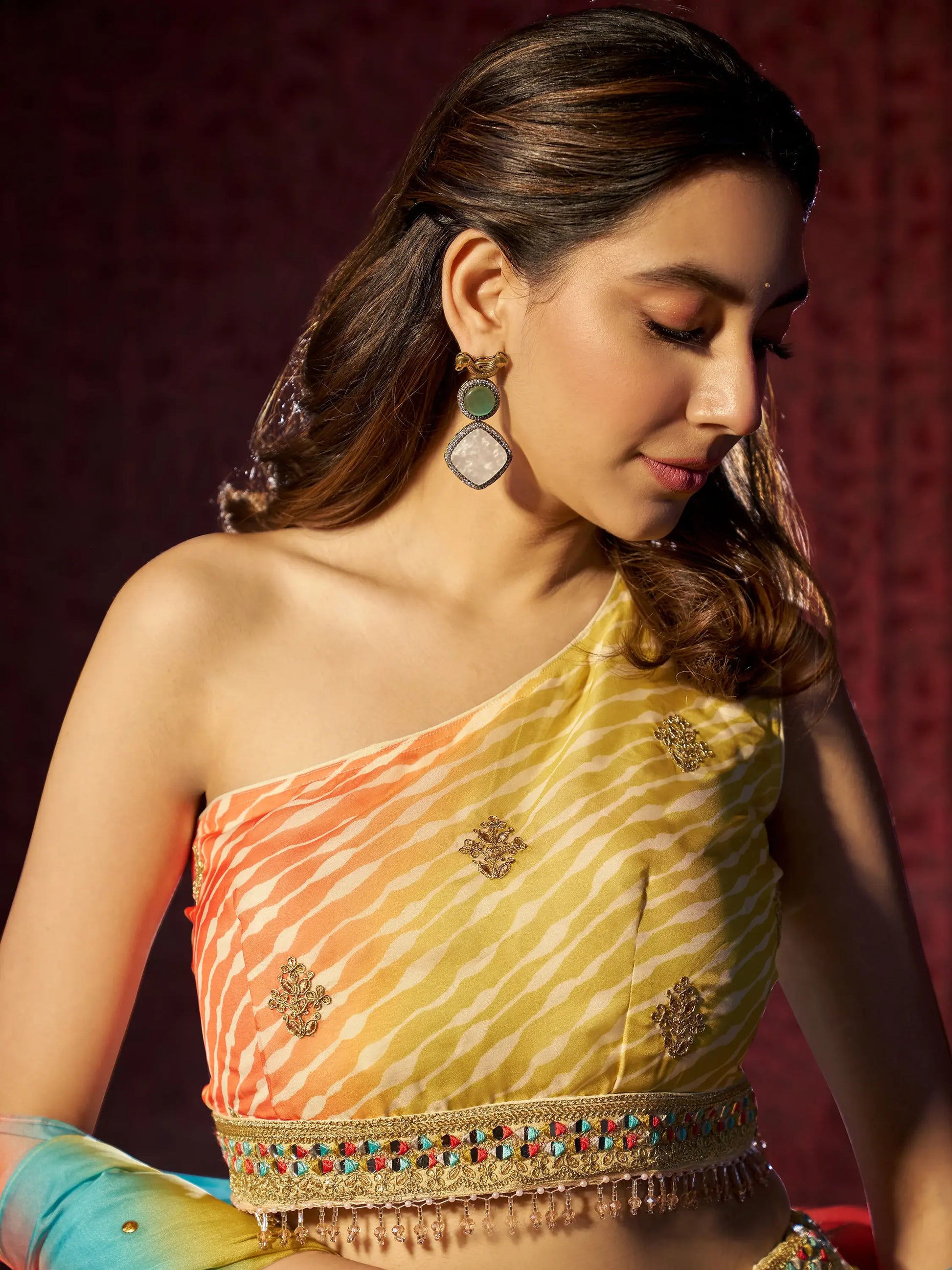 Charming Yellow Printed Organza Haldi Wear Lehenga Choli With Dupatta - Zeel Clothing