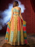 Charming Yellow Printed Organza Haldi Wear Lehenga Choli With Dupatta - Zeel Clothing
