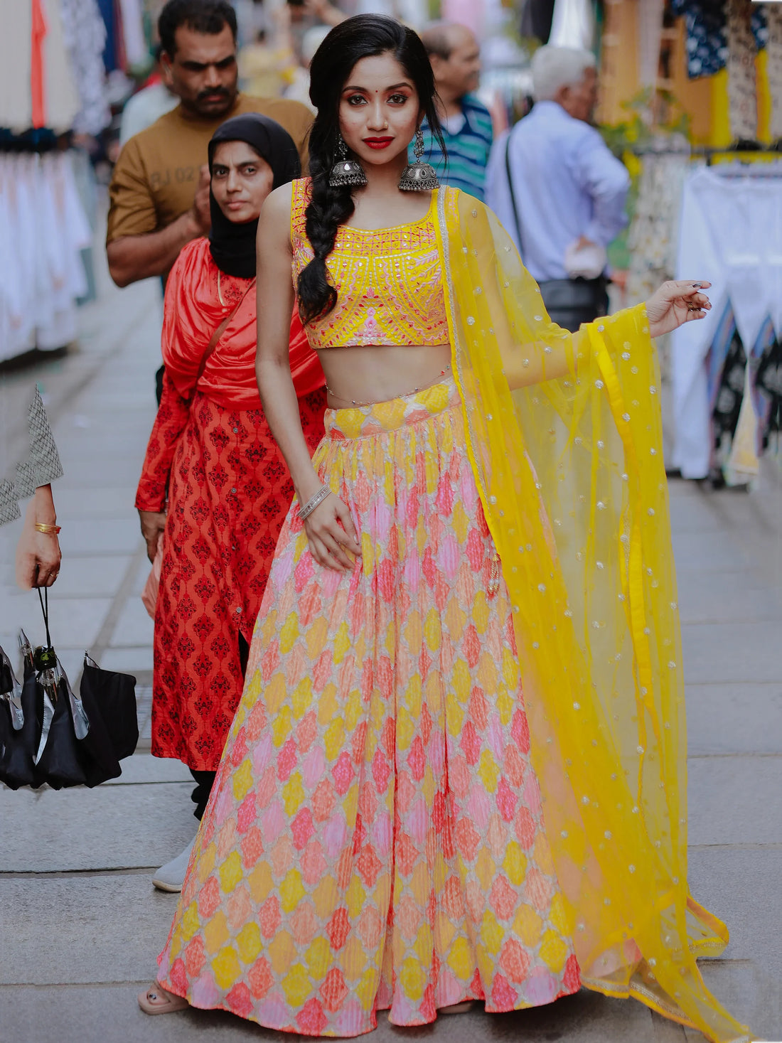 Charming Yellow Printed Organza Haldi Wear Lehenga Choli - Zeel Clothing