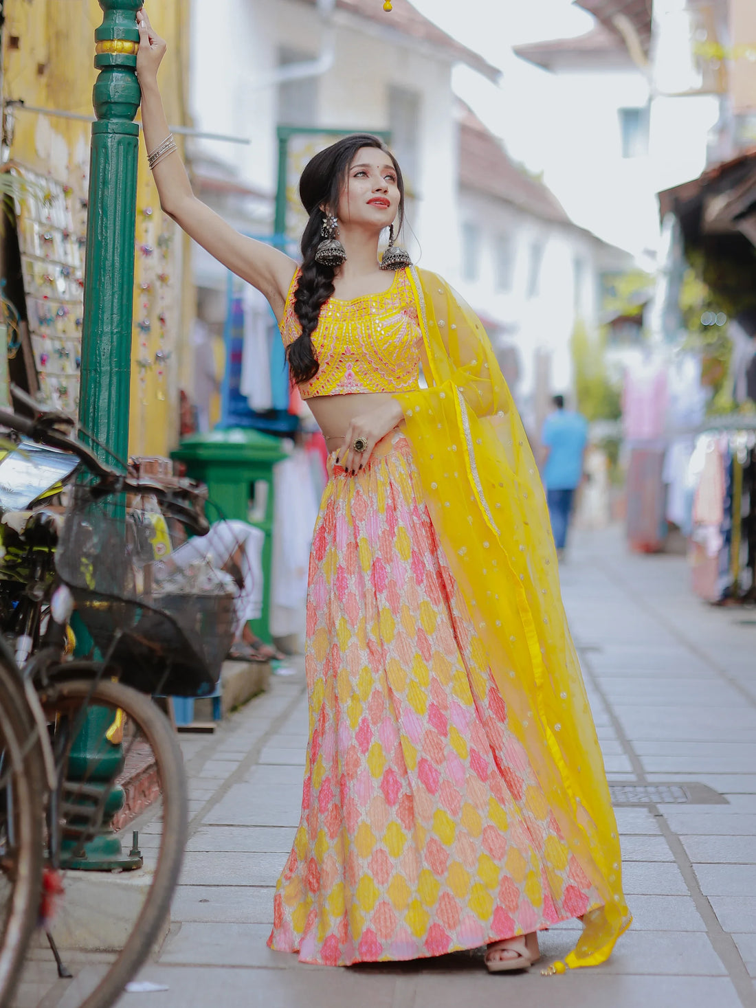 Charming Yellow Printed Organza Haldi Wear Lehenga Choli - Zeel Clothing