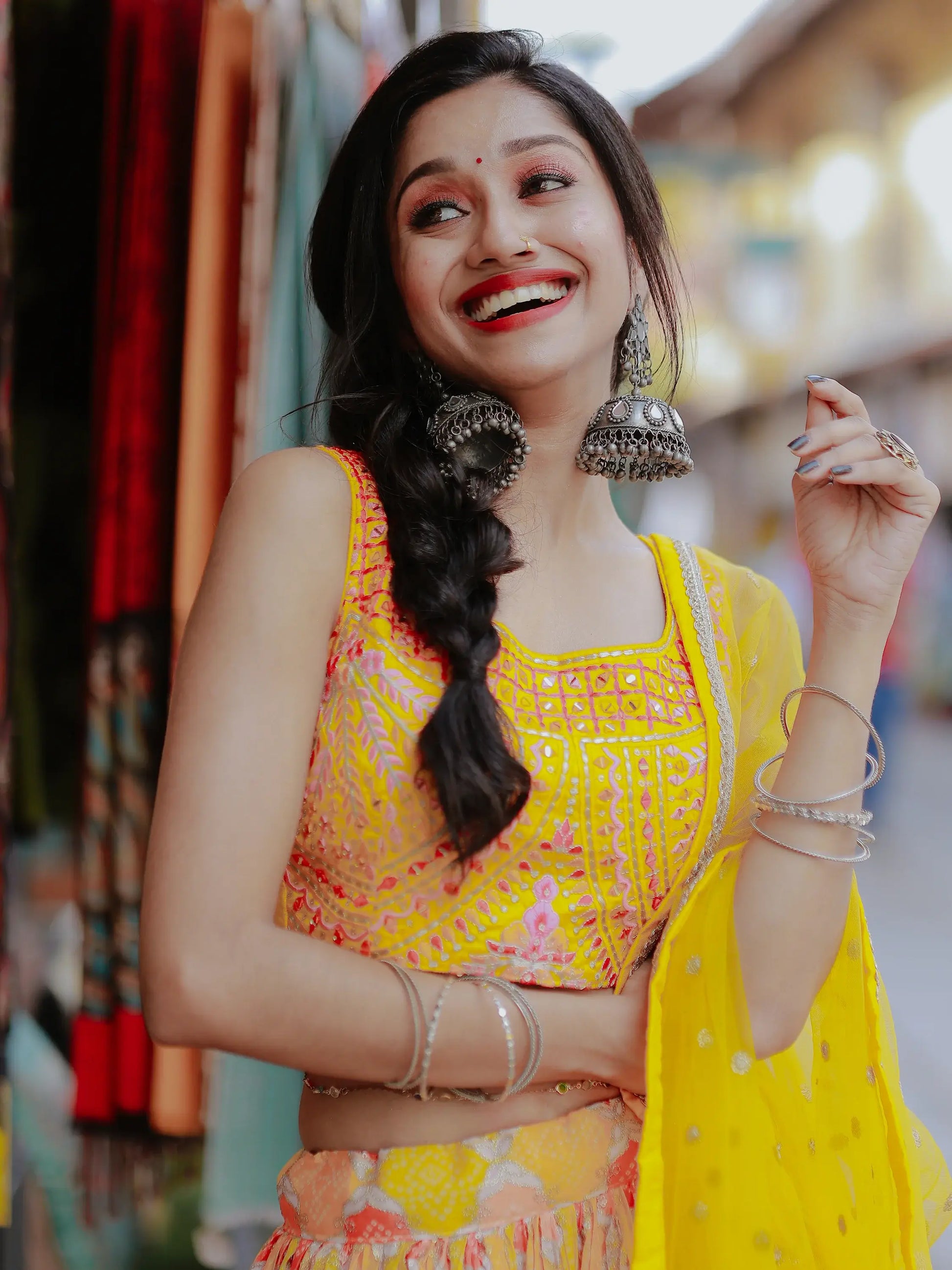 Charming Yellow Printed Organza Haldi Wear Lehenga Choli - Zeel Clothing