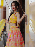 Charming Yellow Printed Organza Haldi Wear Lehenga Choli - Zeel Clothing