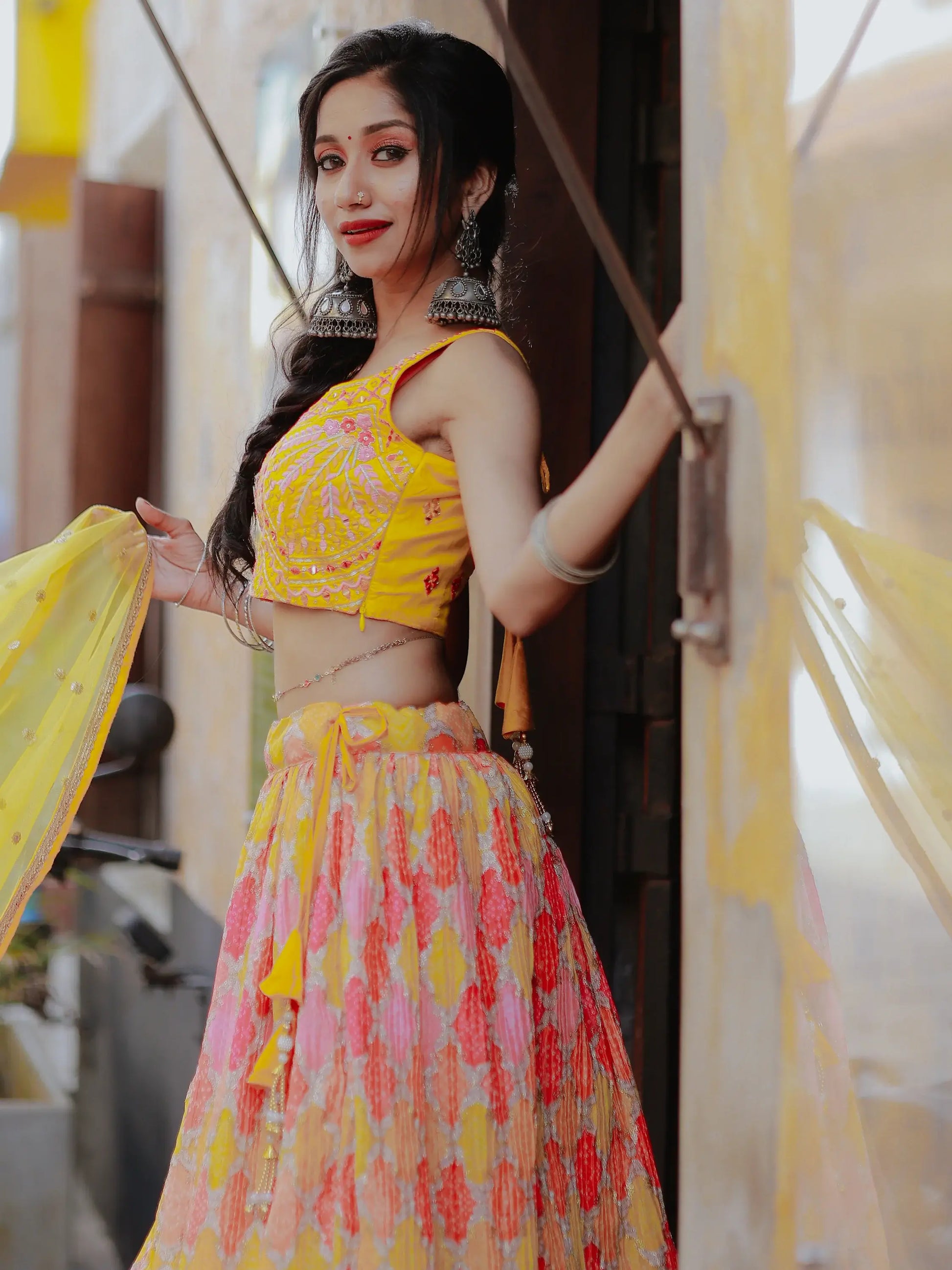 Charming Yellow Printed Organza Haldi Wear Lehenga Choli - Zeel Clothing