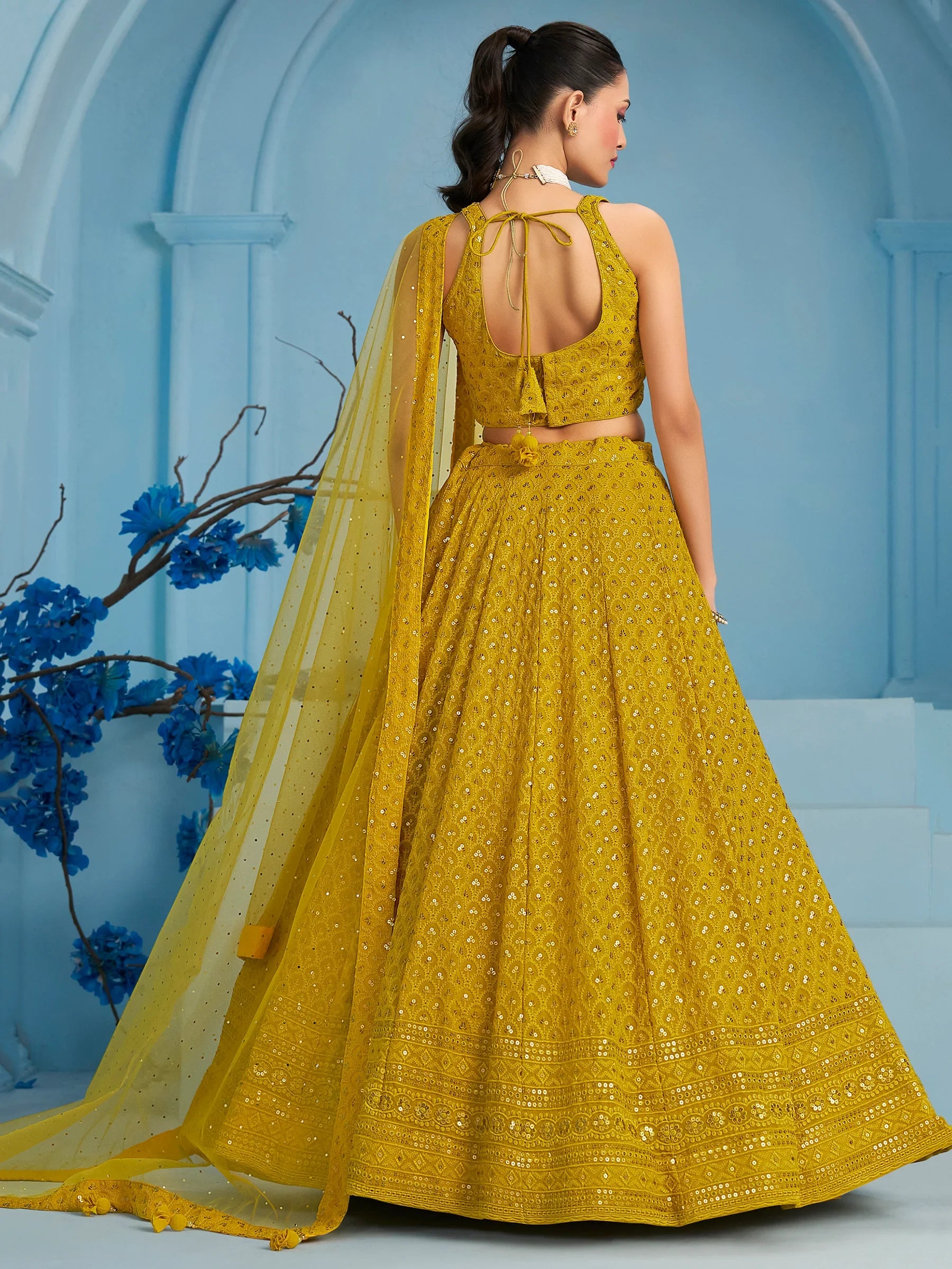 Charming Yellow Thread Work Georgette Festival Wear Lehenga Choli - Zeel Clothing