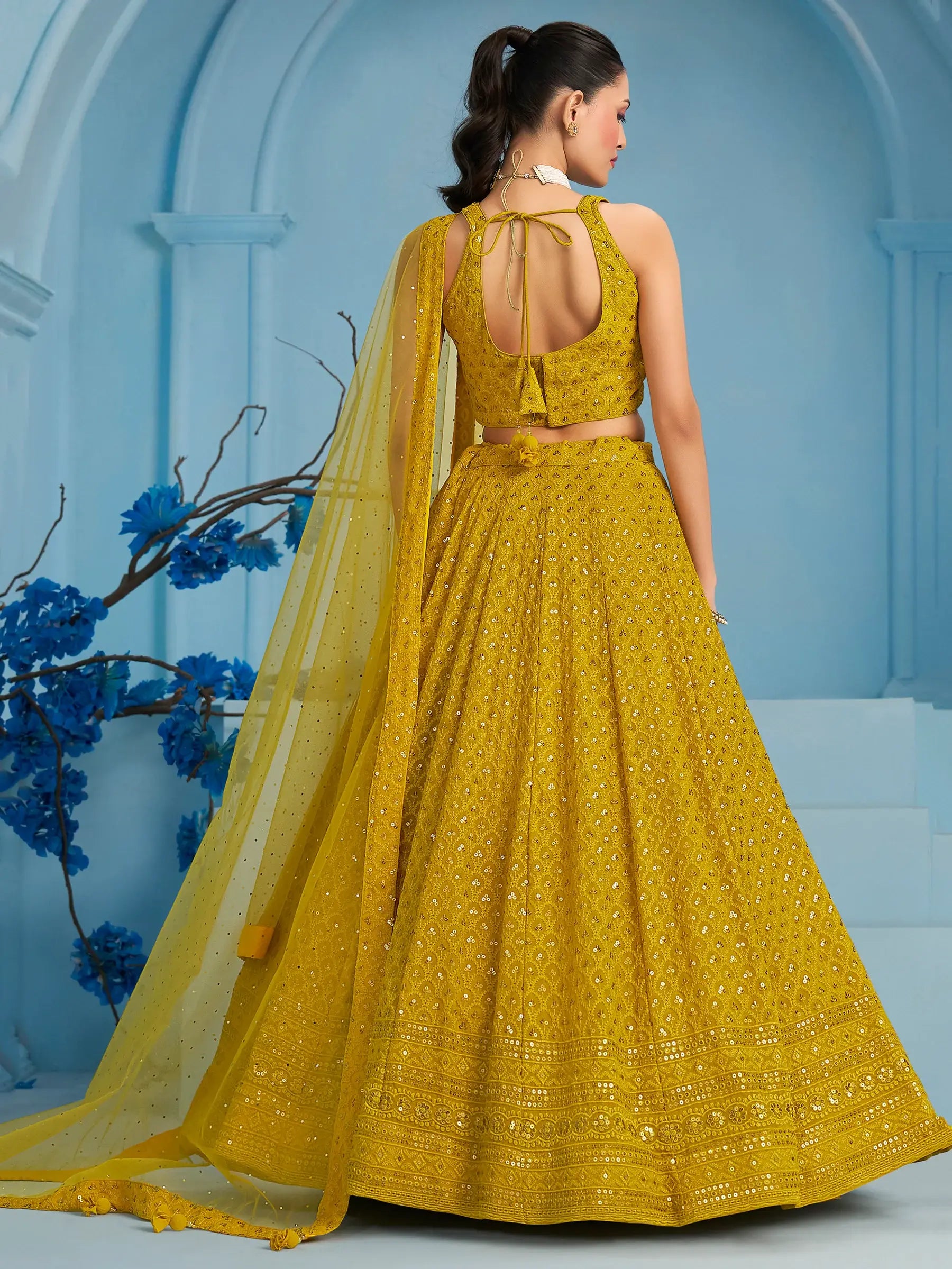 Charming Yellow Thread Work Georgette Festival Wear Lehenga Choli - Zeel Clothing