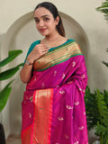 Chic Hot Pink Pichwai Printed Silk Wedding Wear Saree With Blouse - Zeel Clothing