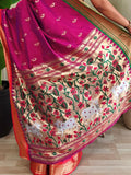 Chic Hot Pink Pichwai Printed Silk Wedding Wear Saree With Blouse - Zeel Clothing
