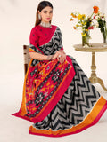 Classic Black Zig-Zag Printed Tussar Silk Casual Wear Saree With Blouse