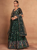 Classic Green Sequins Georgette Sangeet Wear Lehenga Choli - Zeel Clothing