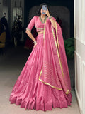 Classic Light Pink Chanderi Traditional Lehenga With Kodi Work Blouse - Zeel Clothing