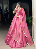 Classic Light Pink Chanderi Traditional Lehenga With Kodi Work Blouse - Zeel Clothing
