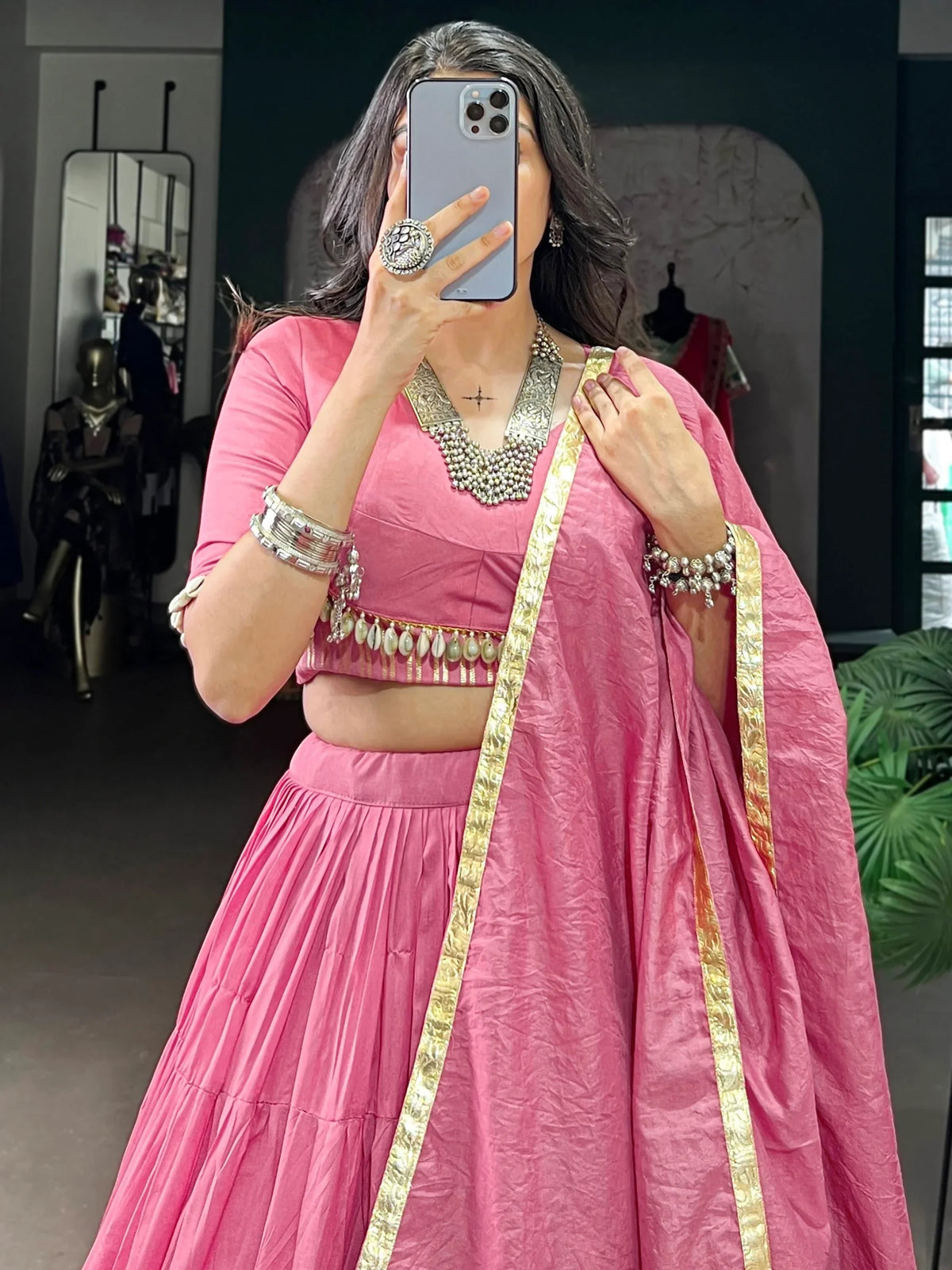 Classic Light Pink Chanderi Traditional Lehenga With Kodi Work Blouse - Zeel Clothing