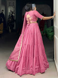 Classic Light Pink Chanderi Traditional Lehenga With Kodi Work Blouse - Zeel Clothing