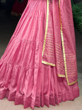 Classic Light Pink Chanderi Traditional Lehenga With Kodi Work Blouse - Zeel Clothing