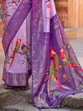 Classic Purple Paithani Printed Festival Wear Saree With Blouse - Zeel Clothing