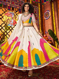 Classic White Mirror Work Silk Navratri Special Lehenga Choli And Dupatta - Zeel Clothing