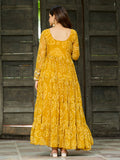 Classic Yellow Kutchi Patch Work Georgette Navratri Special Gown - Zeel Clothing