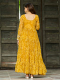 Classic Yellow Kutchi Patch Work Georgette Navratri Special Gown - Zeel Clothing