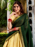 Classical Green Zari Weaving Kanjivaram Event Wear Half Saree Lehenga