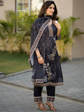 Classy Black  Digital Print Chinon Party Wear Palazzo Suit