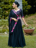 Classy Black Georgette Festive Wear Lehenga With Sequins Work Blouse