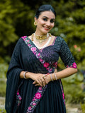 Classy Black Georgette Festive Wear Lehenga With Sequins Work Blouse