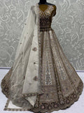 Classy Off-White Floral Embroidered Net Traditional Lehenga Choli