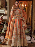 Classy Orange Embroidered Silk Bridal Lehenga Choli With Double Dupatta