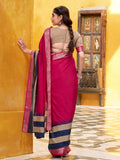 Classy Pink Zari Weaving Cotton Traditional Saree With Blouse