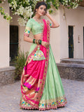 Classy Pista Green Zari Weaving Silk Festival Wear Lehenga Choli - Zeel Clothing
