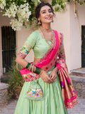 Classy Pista Green Zari Weaving Silk Festival Wear Lehenga Choli - Zeel Clothing