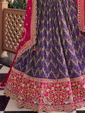 Classy Purple Zari Weaving Tissue Engagement Wear Lehenga With Blouse