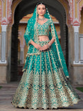 Classy Sea Green Sequins Embroidery Net Bridesmaid Lehenga Choli