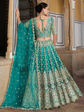 Classy Sea Green Sequins Embroidery Net Bridesmaid Lehenga Choli