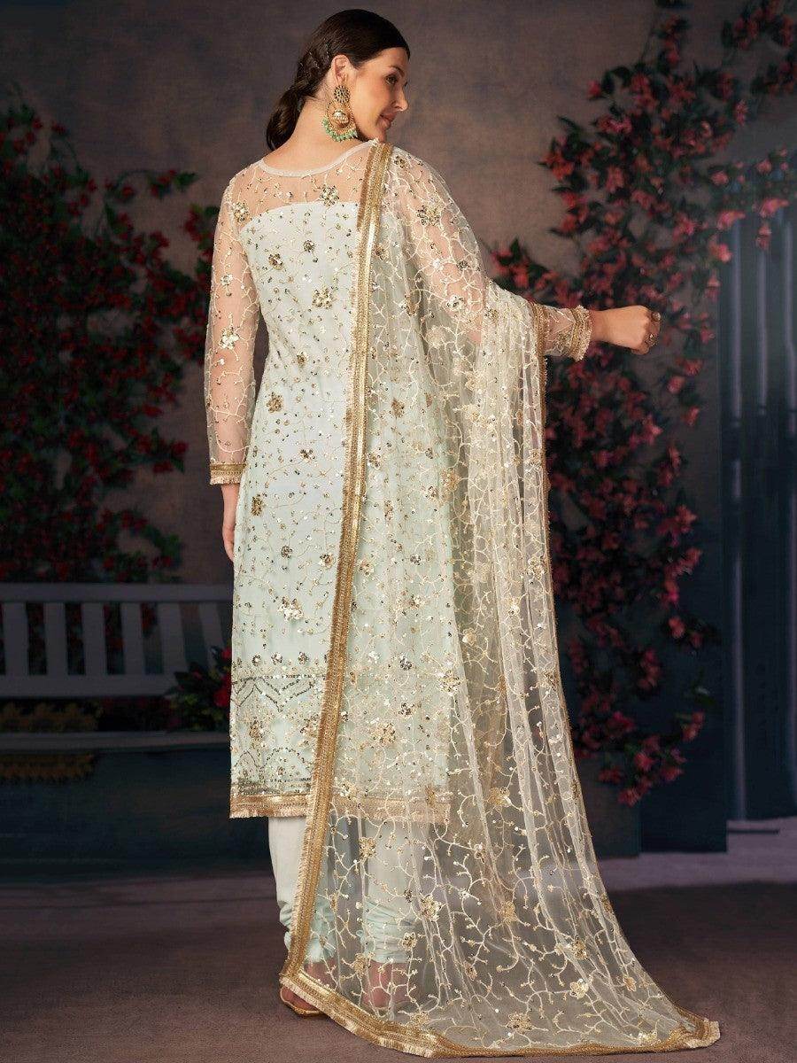 Comforting Light Sea Green Thread Embroidery Readymade Salwaar Kameez - Zeel Clothing