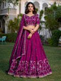 Contemporary Wine Sequins Vichitra Silk Wedding Wear Lehenga With Blouse - Zeel Clothing