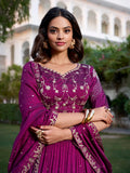Contemporary Wine Sequins Vichitra Silk Wedding Wear Lehenga With Blouse - Zeel Clothing