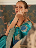 Cultivated Teal Blue Woven Silk Festival Wear Saree - Zeel Clothing
