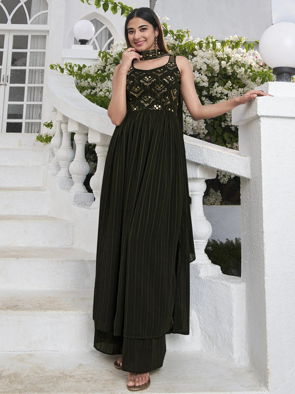 Cute Green Embroidered Georgette Wedding Wear Salwar Kameez - Zeel Clothing