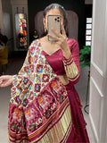 Cute Maroon Gaji Silk Wedding Lehenga Choli With Bandhani Dupatta - Zeel Clothing