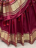 Cute Maroon Gaji Silk Wedding Lehenga Choli With Bandhani Dupatta - Zeel Clothing
